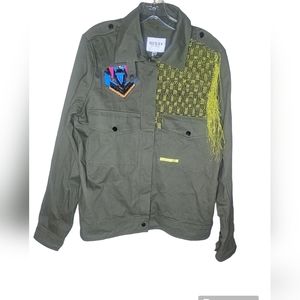 Guess women's green design utility long-sleeved jacket size L
